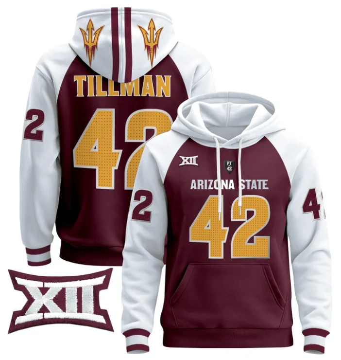 Pat Tillman Hoodie #42 Arizona State Pullover by Hoodie Pullover