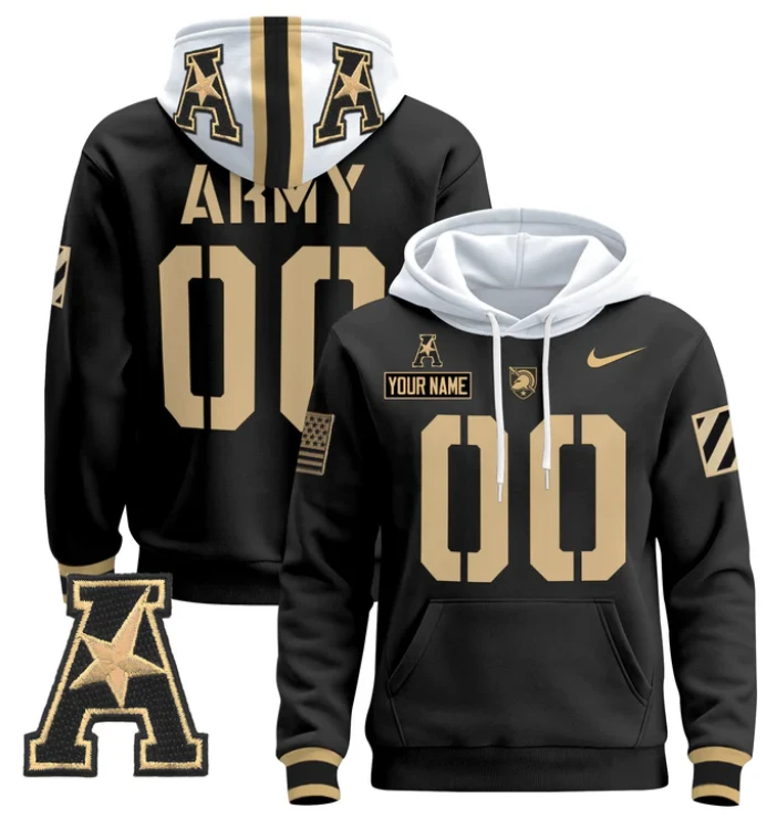 Men's Custom Army Black Knights Hoodie Name, Number 2024 Pullover by Hoodie Pullover