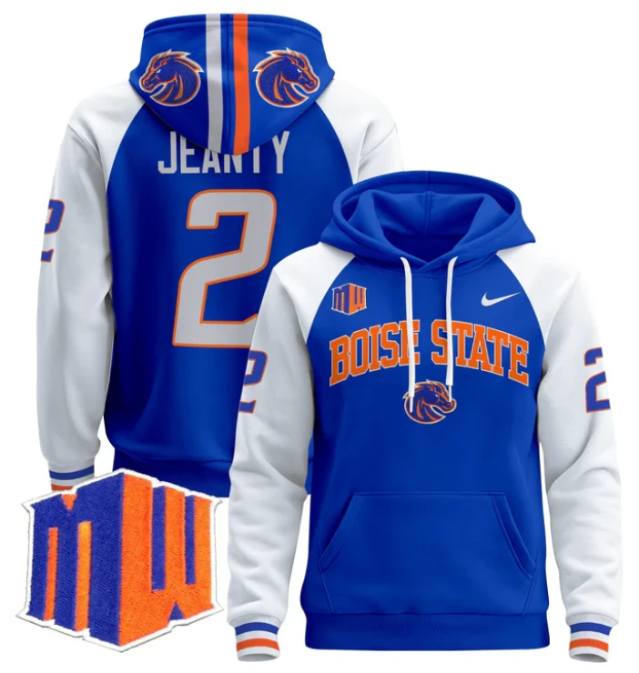 Ashton Jeanty Hoodie #2 Boise State Broncos Pullover by Hoodie Pullover