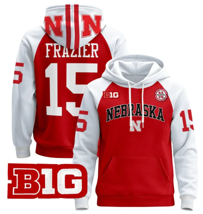 Men's Tommie Frazier Hoodie #15 Nebraska Cornhuskers 2024 Pullover by Hoodie Pullover