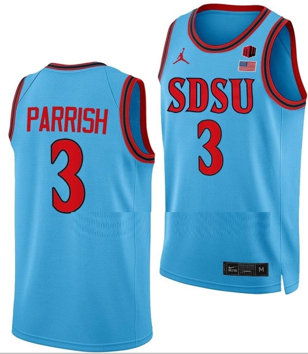 Micah Parrish Jersey San Diego State Aztecs College Basketball Blue Alternate #3 by My store basketball