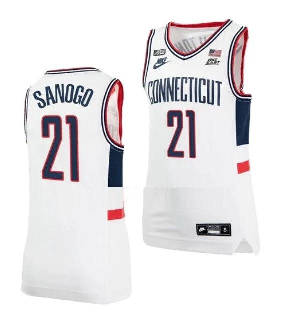 Men's #21 Adama Sanogo Jersey UConn Huskies College Basketball Jerseys White by My store basketball