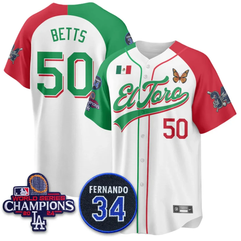 Mookie Betts Jersey #50 Dodgers Mexican El Toro For 34 Stitched Alternate by My Store