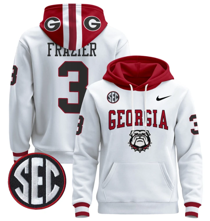 Men's Nate Frazier Hoodie #3 Georgia Bulldogs 2024 Pullover V2 by Hoodie Pullover