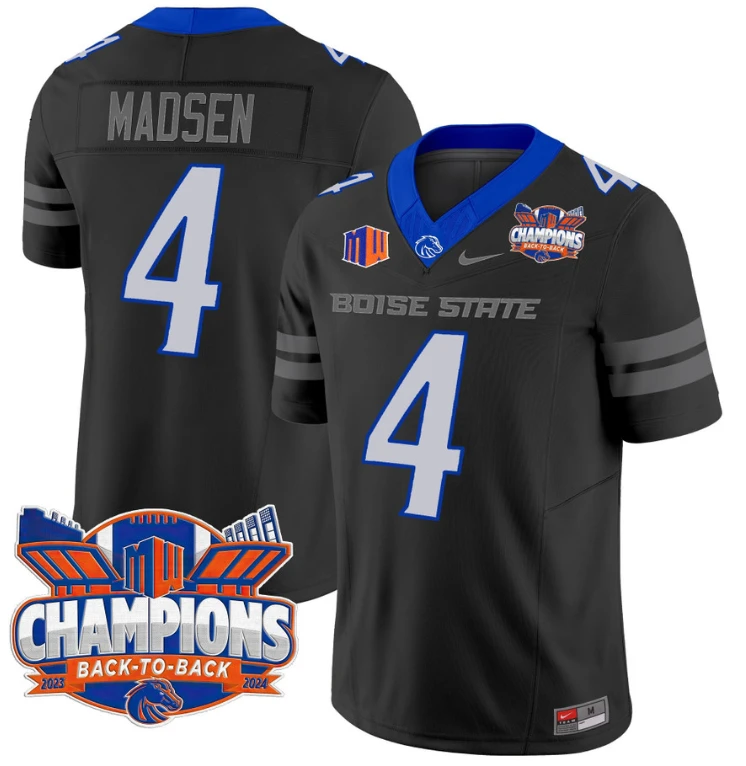 Maddux Madsen Jersey #4 Boise State Broncos Back To Back Champions Black by My Store