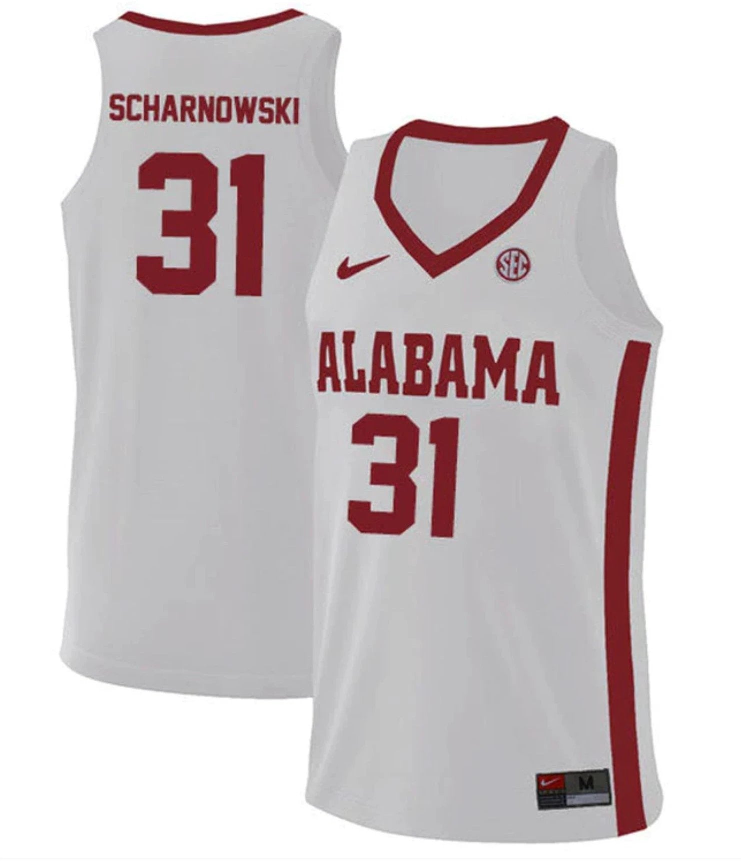 Max Scharnowski Jersey Alabama Crimson Tide College Basketball Replica White #31 by My store basketball