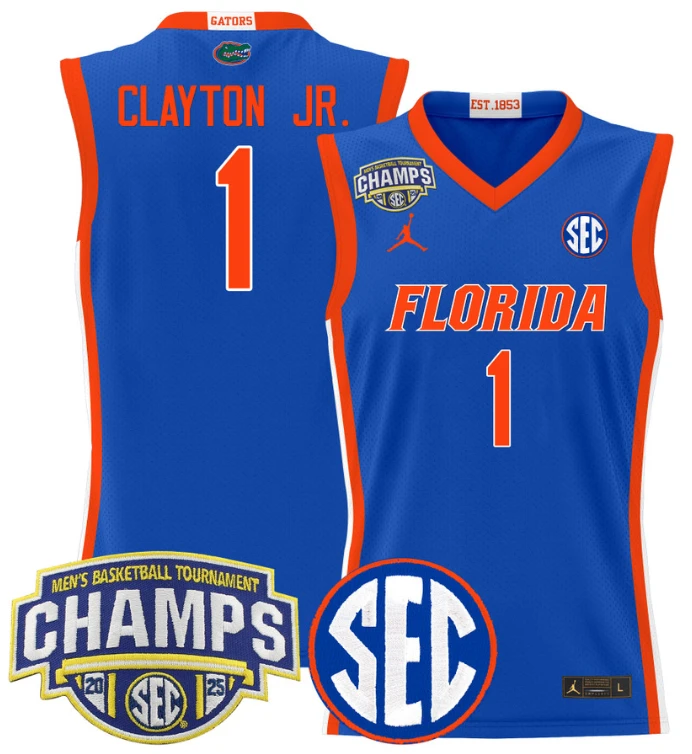 Men Walter Clayton Jr Jersey #1 Florida Gators 2025 SEC Champions Stitched Royal by My store basketball
