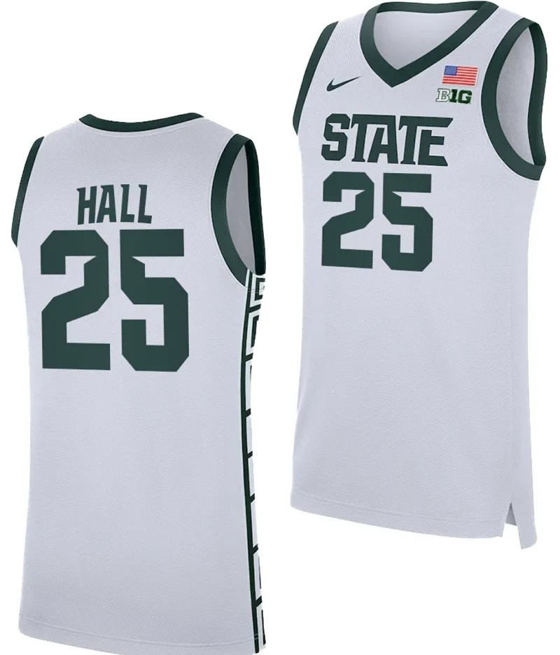 Malik Hall Jersey #25 Michigan State Spartans Replica Basketball 2023-24 White by My store basketball