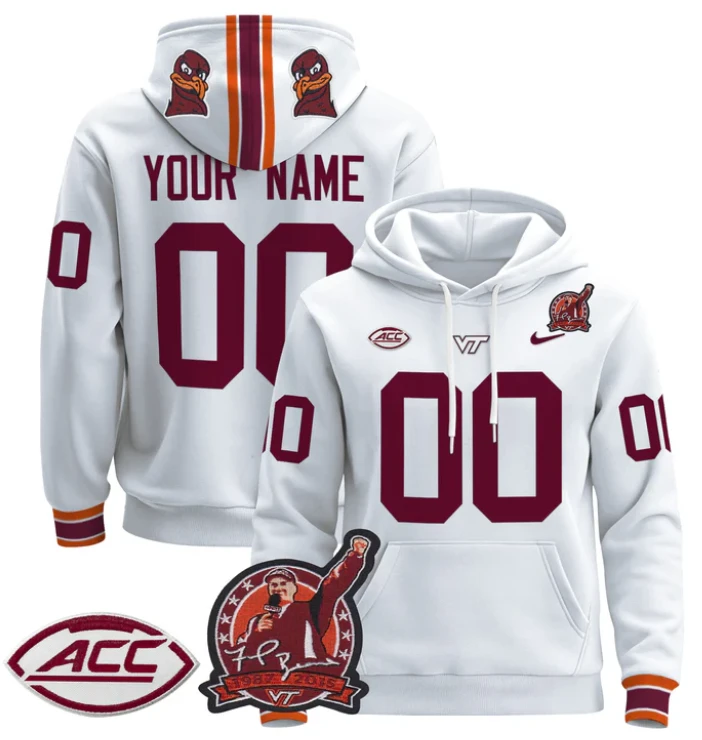Men's Custom Virginia Tech Hokies Hoodie Pullover 2024 Stitched by Hoodie Pullover