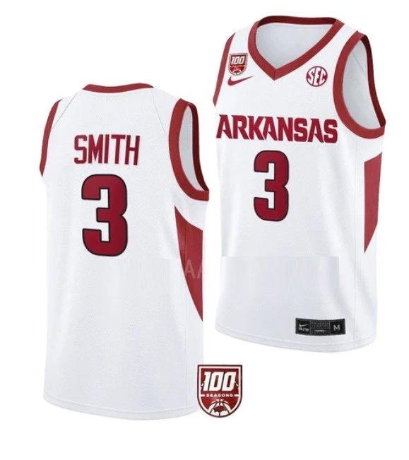 #3 Nick Smith Jersey Arkansas Razorbacks College Basketball Jerseys White by My store basketball
