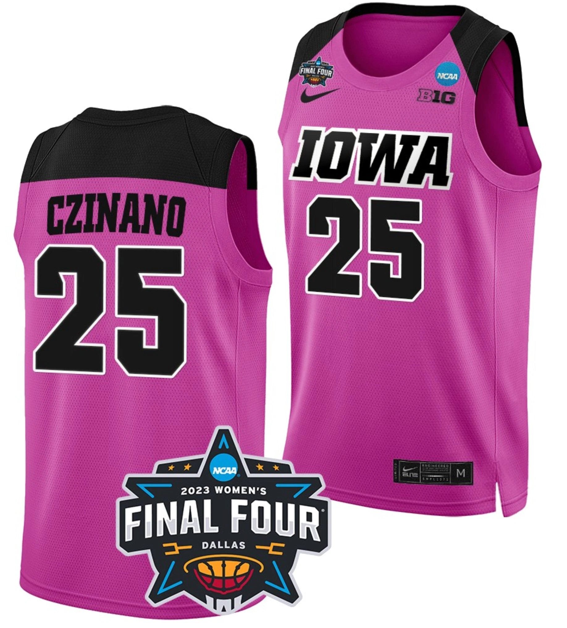 Monika Czinano Jersey Iowa Hawkeyes College Basketball 2023 NCAA Final Four Pink #25 by My store basketball