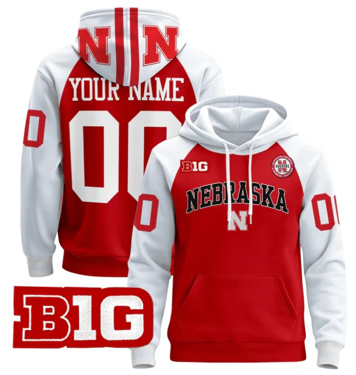 Men's Custom Nebraska Cornhuskers Hoodie Name, Number 2024 Pullover by Hoodie Pullover