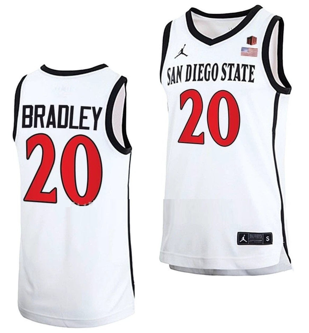 Matt Bradley Jersey San Diego State Aztecs College Basketball Home White #20 by My store basketball