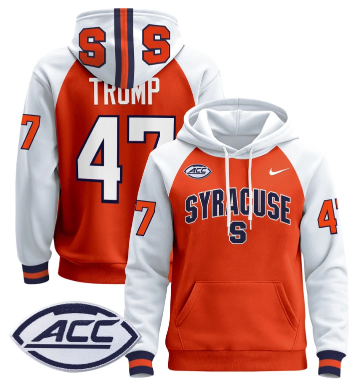 Men's Donald Trump Hoodie #47 Syracuse Orange 2024 Pullover V2 by Hoodie Pullover