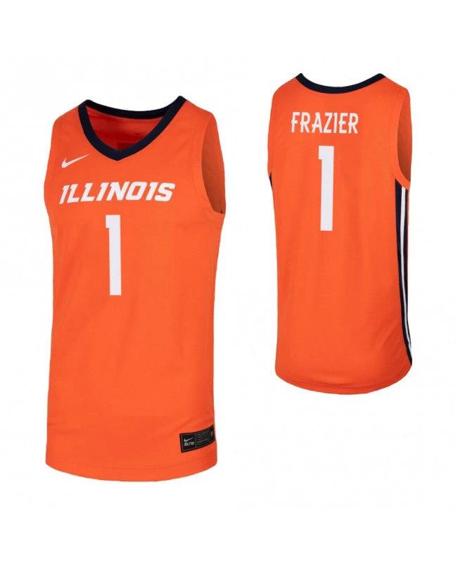 Men's Illinois Fighting Illini #1 Trent Frazier Jersey Limited College Basketball Jerseys Orange by My store basketball