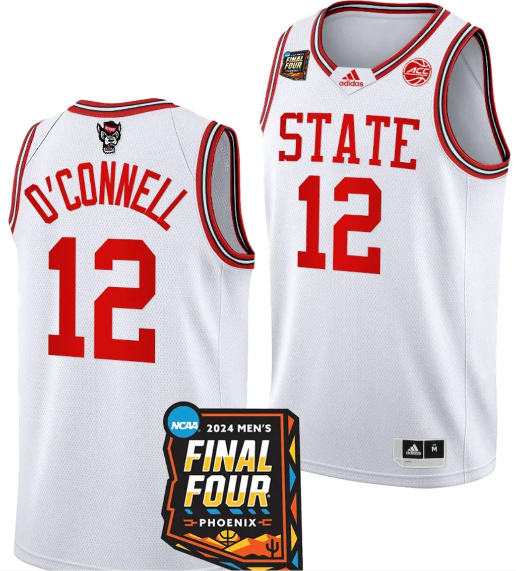 Michael O'Connell Jersey #12 NC State Wolfpack 2024 NCAA March Madness Final Four Basketball White by My store basketball
