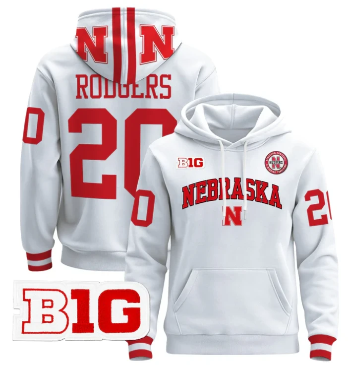 Men's Johnny Rodgers Hoodie #20 Nebraska Cornhuskers 2024 Pullover by Hoodie Pullover