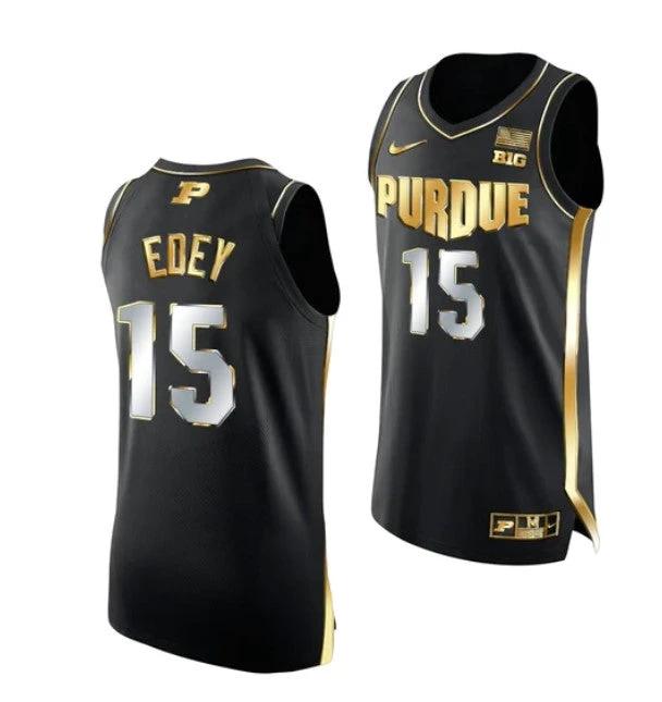 Men's #15 Zach Edey Jersey Purdue Boilermakers College Basketball Jerseys Black Golden by My store basketball