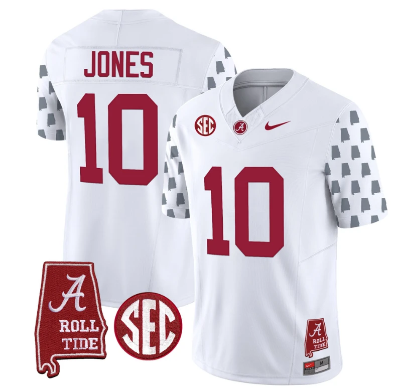 Mac Jones Jersey #10 Alabama Crimson Tide Vapor College Football Limited Stitched White by My Store