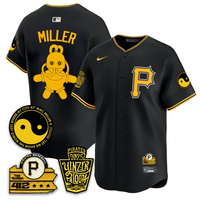 Mac Miller Jersey Pittsburgh Pirates Yinzerpalooza 2025 Stitched Black by My Store
