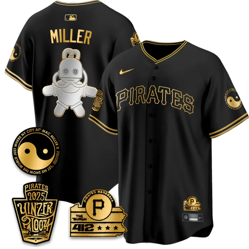 Mac Miller Jersey Pittsburgh Pirates Yinzerpalooza 2025 Stitched Black Gold by My Store
