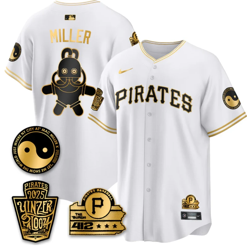 Mac Miller Jersey Pittsburgh Pirates Yinzerpalooza 2025 Stitched White Gold by My Store