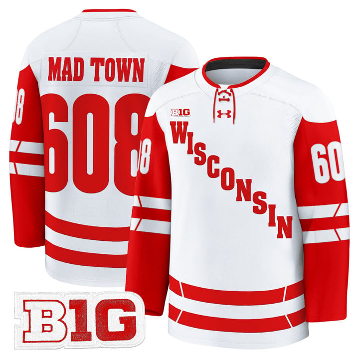 Mad Town Jersey #608 Wisconsin Badgers 2025-26 Premium Stitched by Hockey David