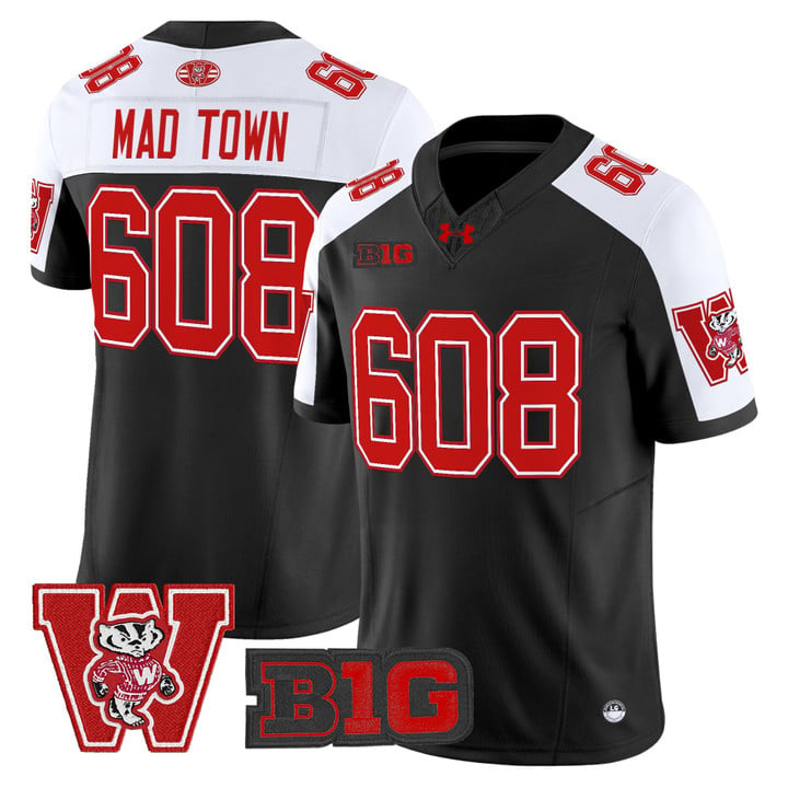 Mad Town Jersey #608 Wisconsin Badgers Throwback Stitched by My Store NCAA Football Jerseys