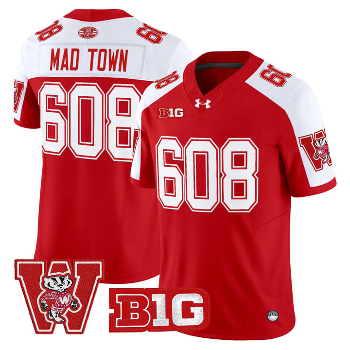 Mad Town Jersey #608 Wisconsin Badgers Throwback Stitched by My Store NCAA Football Jerseys