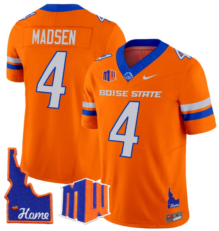 Maddux Madsen Jersey #4 Boise State Broncos 2024 Home Patch Vapor Football Orange by My Store