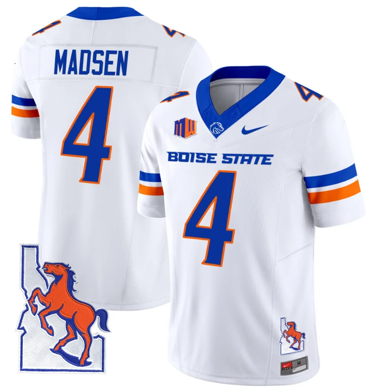 Maddux Madsen Jersey #4 Boise State Broncos 2024 Map Patch Vapor Football White by My Store