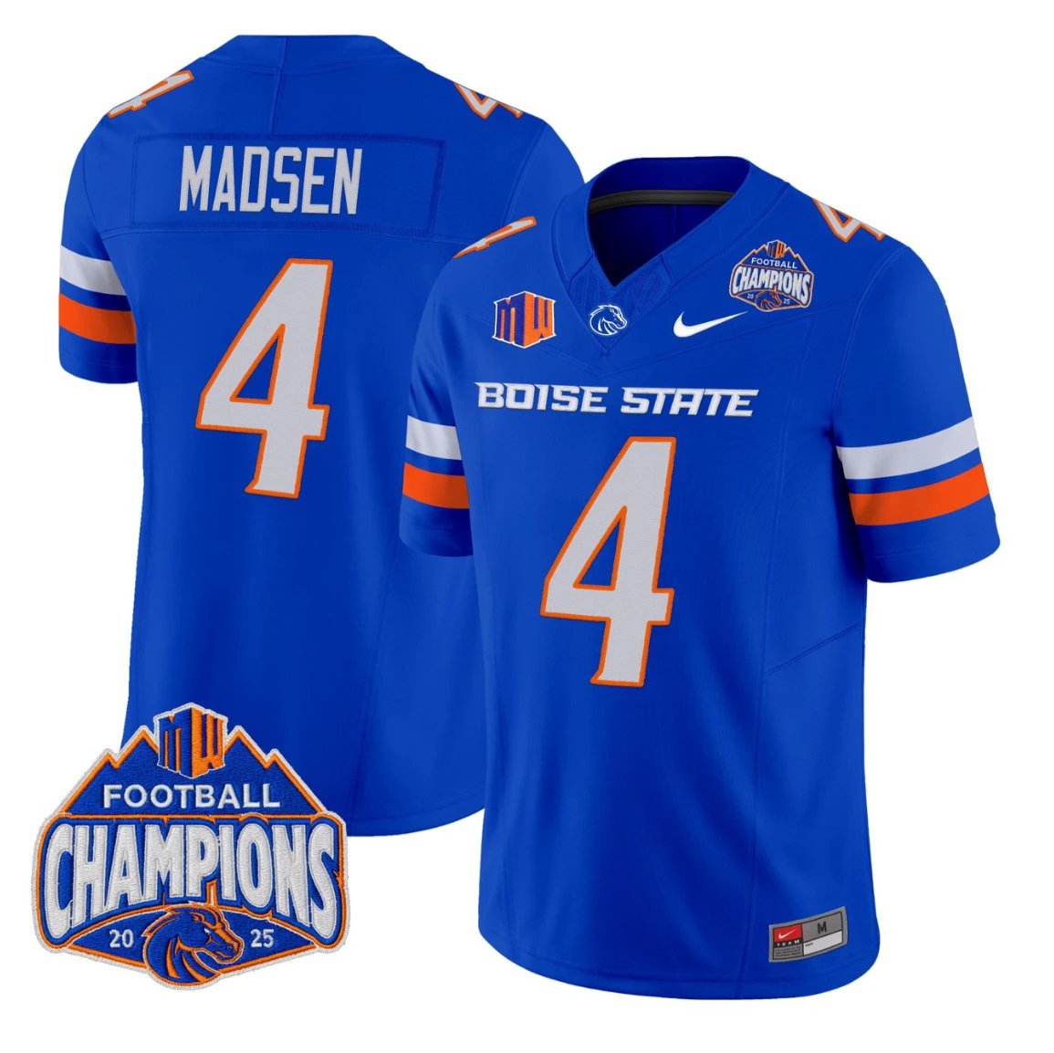 Maddux Madsen Jersey #4 Boise State Broncos 2025 Mountain West Champions by My Store NCAA Football Jerseys