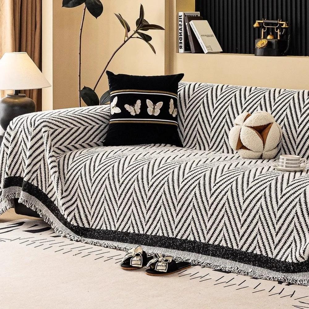 Marella Soft Chevron Sofa Cover by Casa & Beyond US
