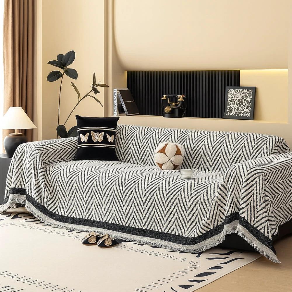 Marella Soft Chevron Sofa Cover by Casa & Beyond US