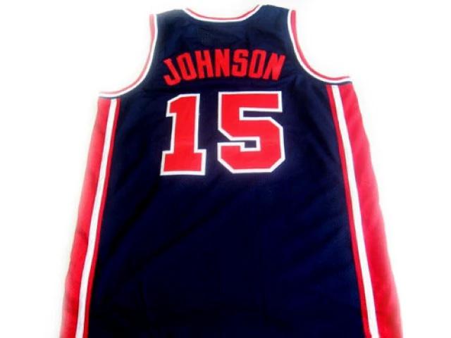 Magic Johnson Jersey #15 Team USA Basketball Navy Blue by My store basketball