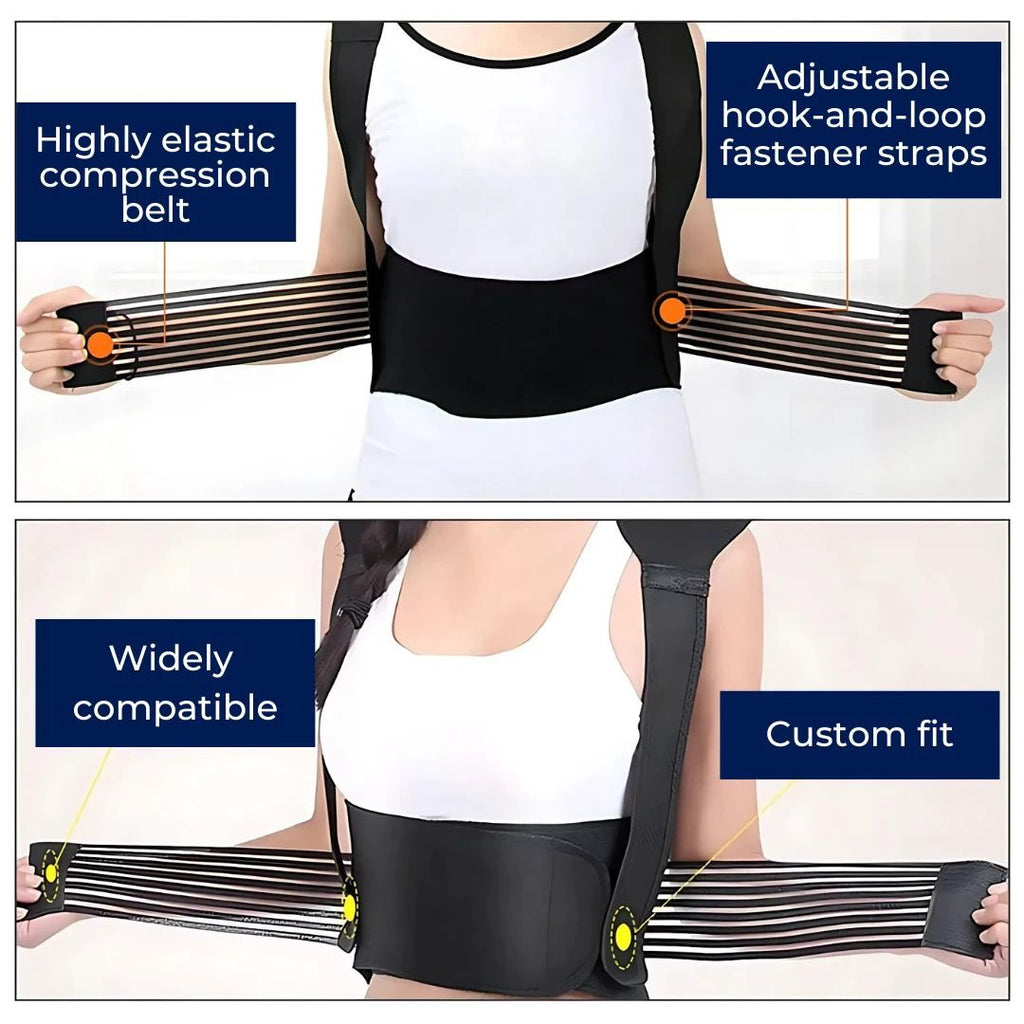 MagniTherm Self-Heating Back Support | Adjustable Heated Posture Corrector - Back Pain Relief - Posture Improvement Bowlift by Bowlift