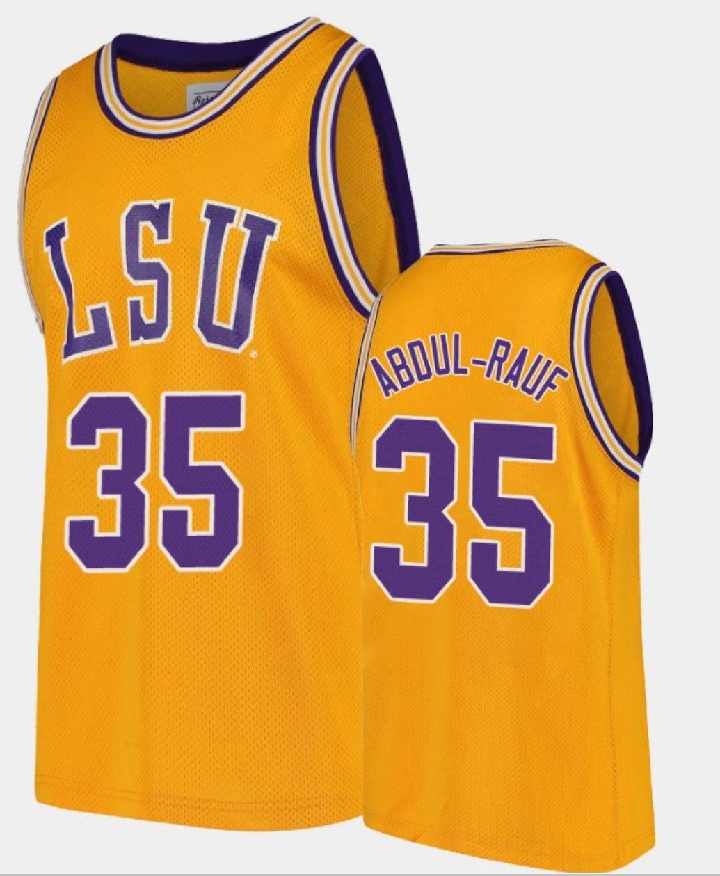 Mahmoud Abdul-Rauf Jersey LSU Tigers College Basketball Gold Replica #35 by My store basketball
