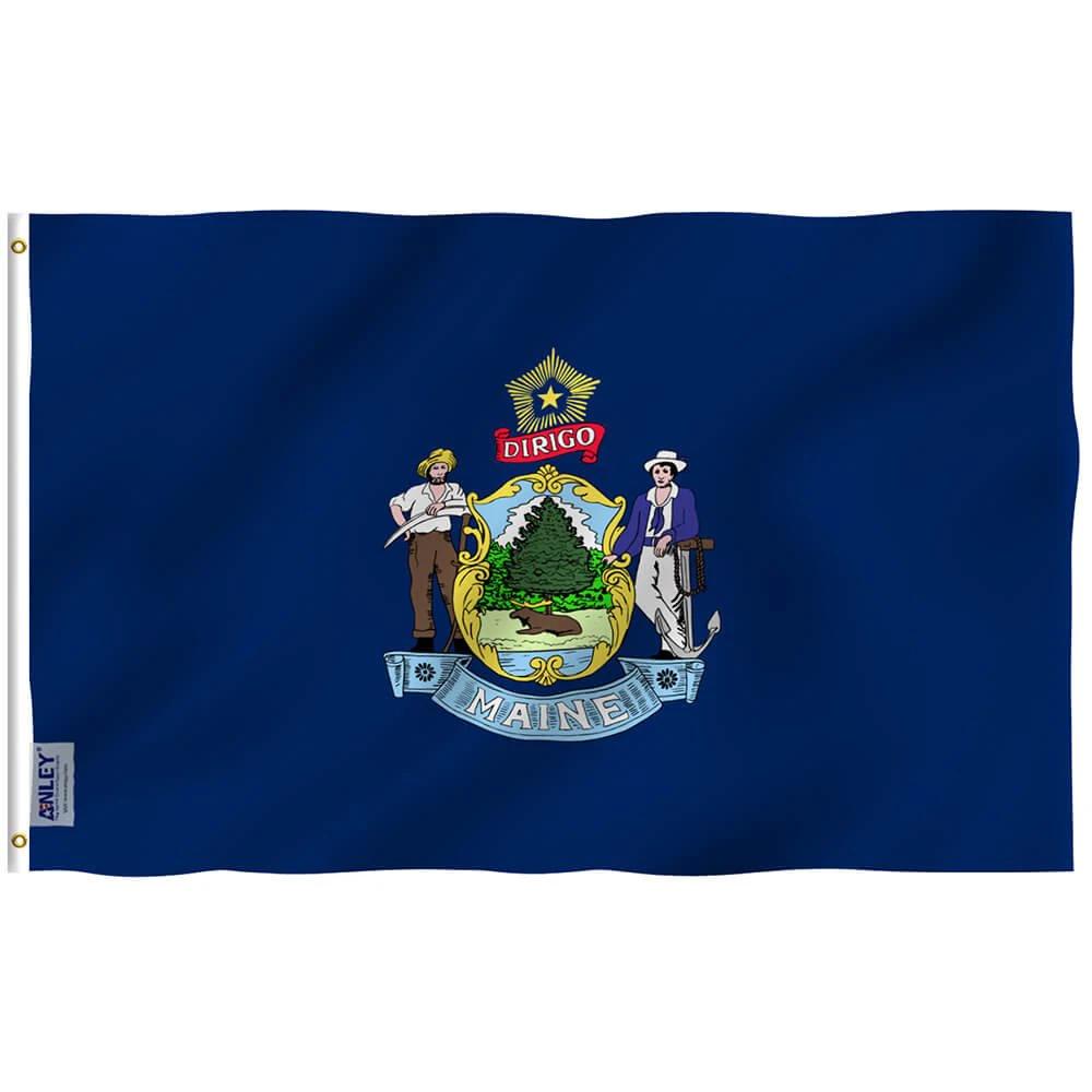 Maine State Flag - Maine ME Flag Polyester with Brass Grommets 3X5Ft Banner USA by flagsjustdoit
