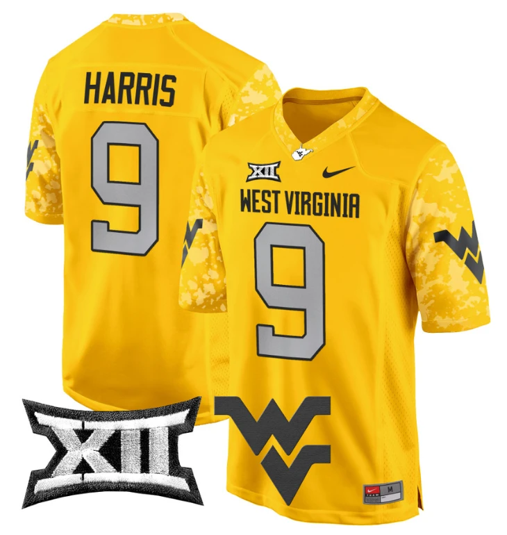 Major Harris Jersey #9 West Virginia Mountaineers Game Football Gold by My Store