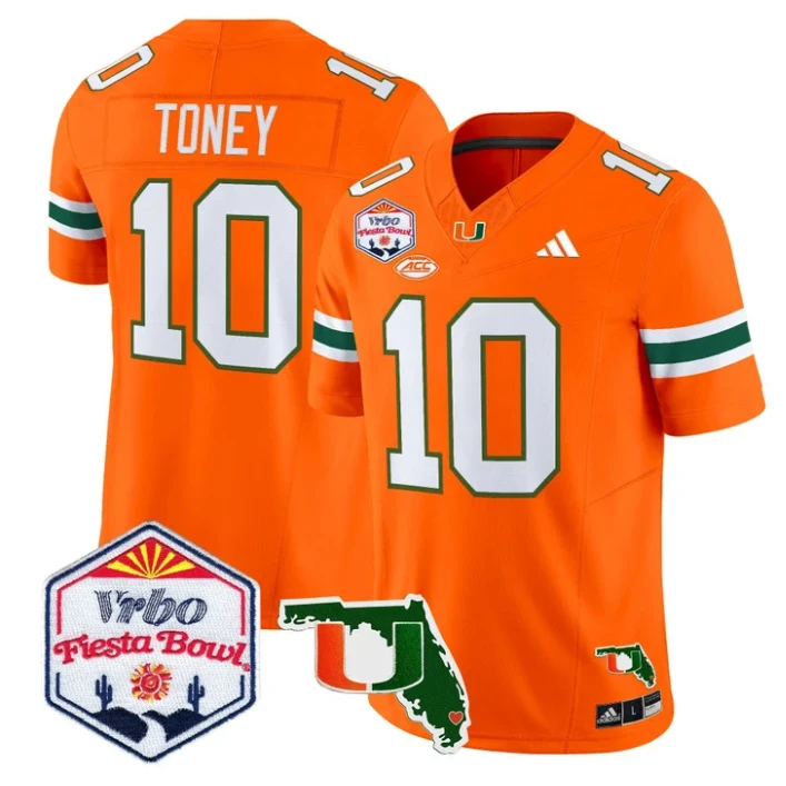 Malachi Toney Jersey #10 Miami Hurricanes 2026 Fiesta Bowl Florida Orange Alternate by My Store NCAA Football Jerseys
