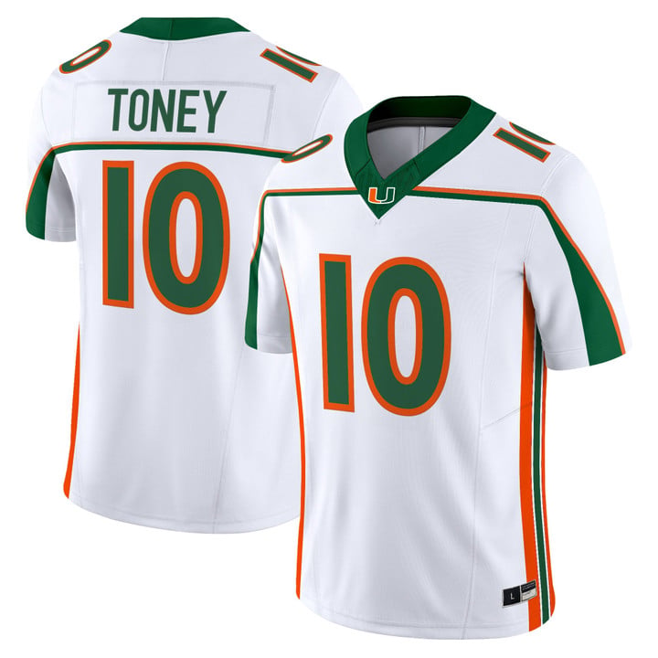 Malachi Toney Jersey #10 Miami Hurricanes Throwback 2025 Vapor Limited Stitched by My Store NCAA Football Jerseys