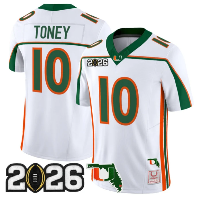 Malachi Toney Jersey #1 Miami Hurricanes Throwback 2026 CFP Final Florida Patch by My Store NCAA Football Jerseys