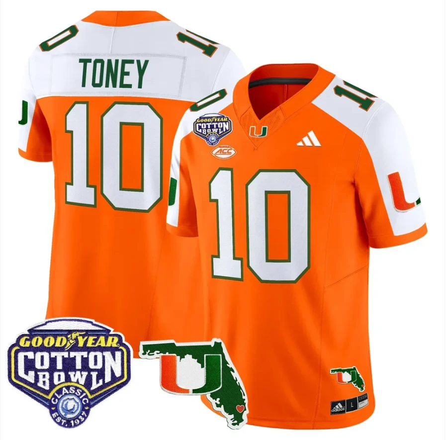 Malachi Toney Jersey #10 Miami Hurricanes 2025 Cotton Bowl Florida Stitched by My Store NCAA Football Jerseys