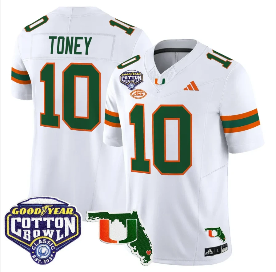 Malachi Toney Jersey #10 Miami Hurricanes 2025 Cotton Bowl Florida Stitched by My Store NCAA Football Jerseys