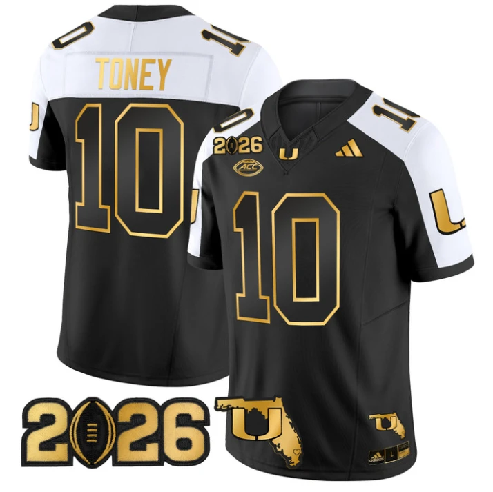 Malachi Toney Jersey #10 Miami Hurricanes 2026 CFP Final Florida Stitched by My Store NCAA Football Jerseys