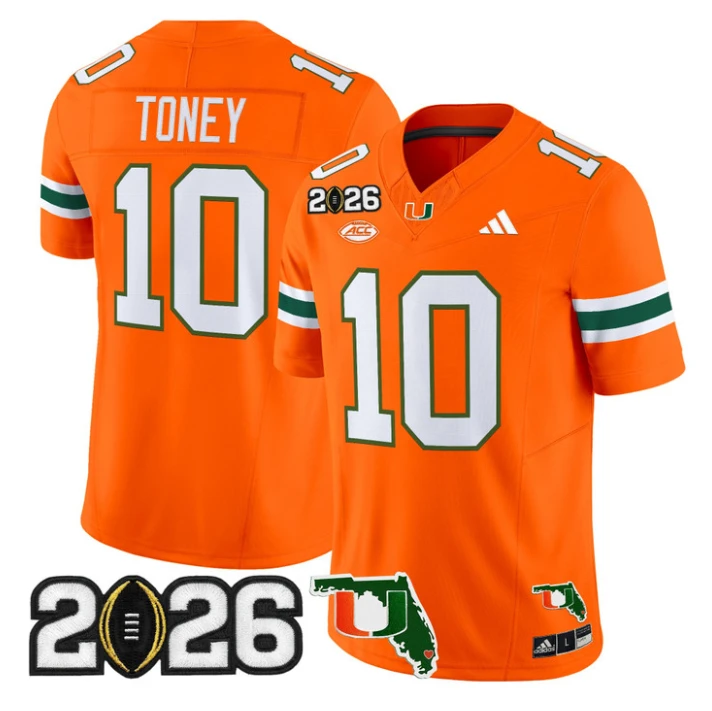 Malachi Toney Jersey #10 Miami Hurricanes 2026 CFP Final Florida by My Store NCAA Football Jerseys