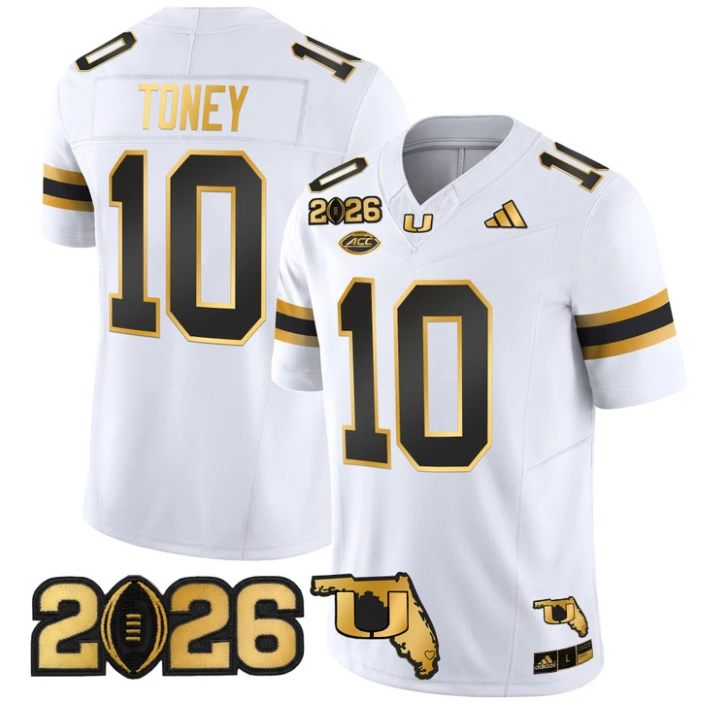 Malachi Toney Jersey #10 Miami Hurricanes 2026 CFP Final Florida Stitched by My Store NCAA Football Jerseys