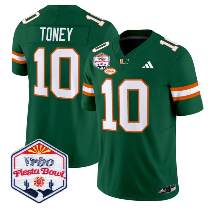Malachi Toney Jersey #10 Miami Hurricanes 2026 Fiesta Bow Patch Stitched by My Store NCAA Football Jerseys
