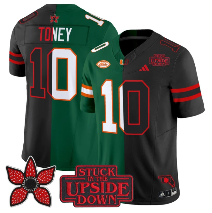Malachi Toney Jersey #10 Miami Hurricanes Upside Down Edition Stitched by My Store NCAA Football Jerseys