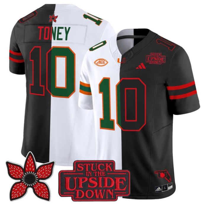 Malachi Toney Jersey #10 Miami Hurricanes Upside Down Edition Stitched by My Store NCAA Football Jerseys